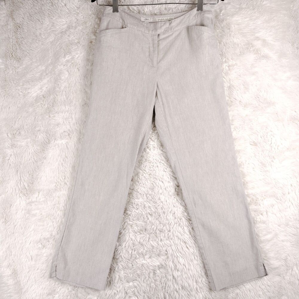 J Jill Pants Sz 4 Beige Linen Stretch Cropped Leg Casual Ankle Length Classic